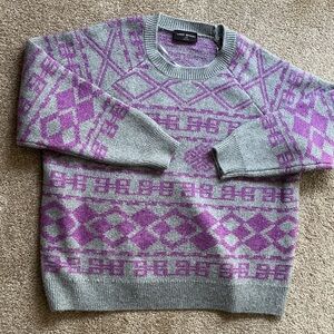 Lane Bryant Men’s Gray & Purple Geometric Crewneck Sweater